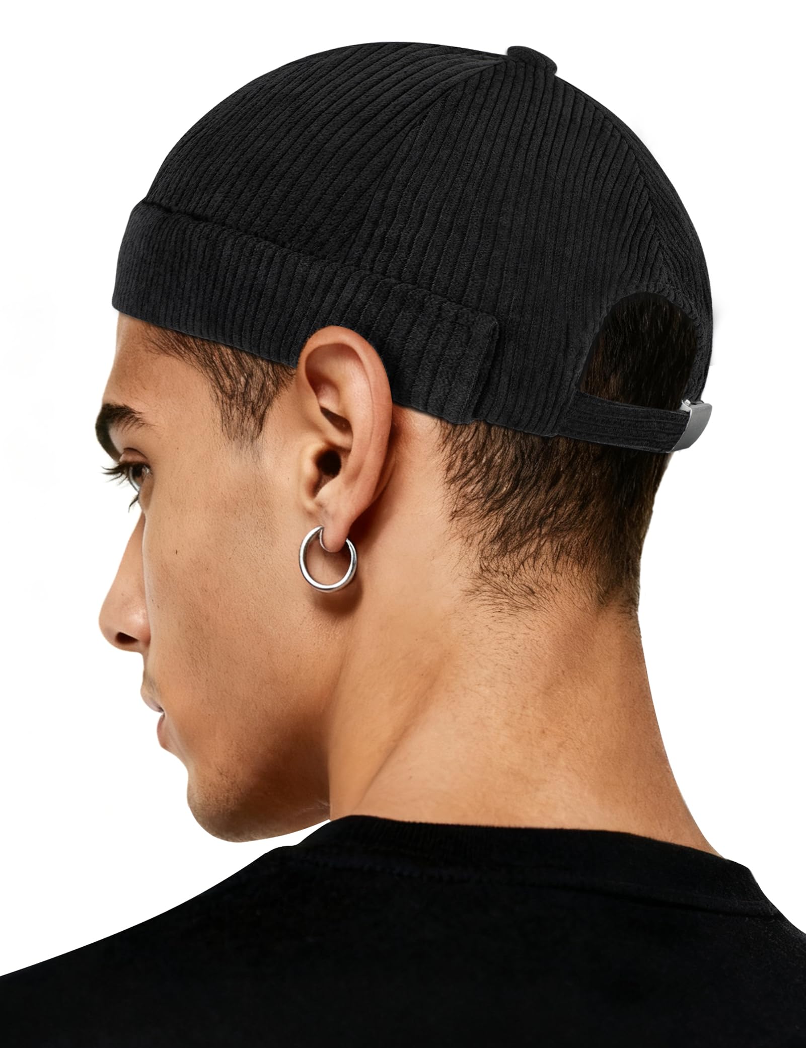 Becellen Czapka bez daszka, czapka Docker Beanie bez ronda Brimless Hat Docker Cap Mężczyźni Kobiety Rolled Corduroy Regulowana rekreacja i na zewnątrz