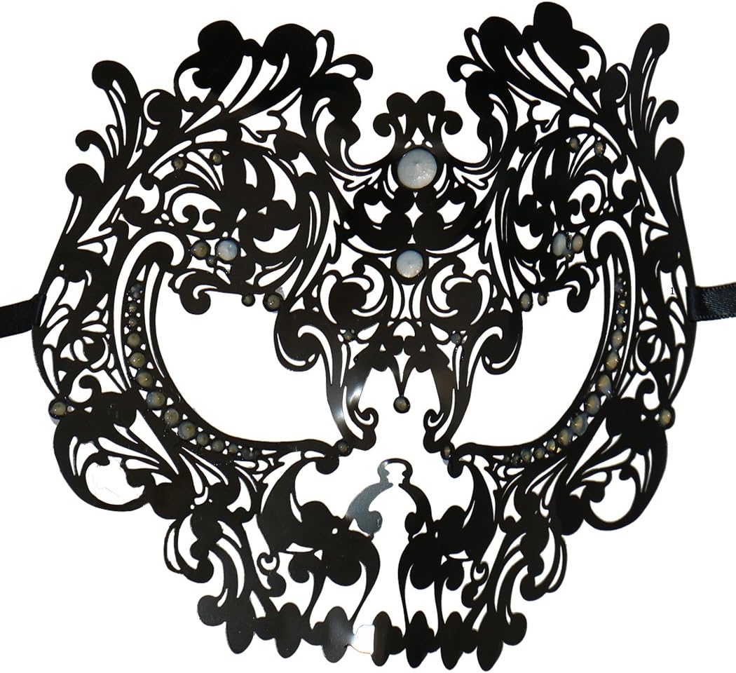 Coddsmz Halloween Masquerade Masks Full Face Mardi Gras Party Costume Mask Halloween Cosplay Mask Metal Mask with Rhinestone