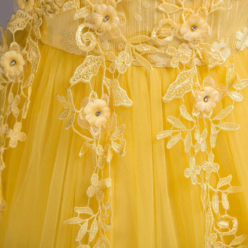 E-girl Mädchen ärmelloses Spitze Tüll Kleid Hochzeit,4-14 Jahre