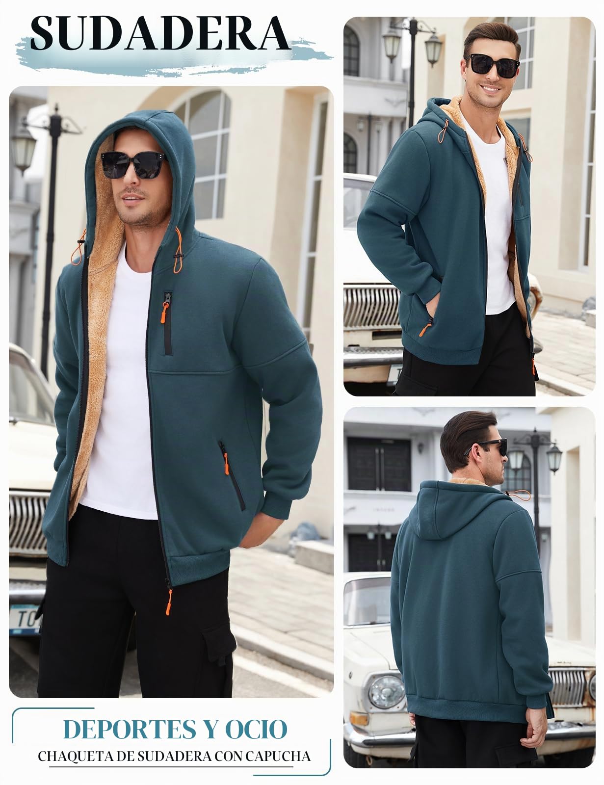 Sudaderas Hombres Invierno Forro Polar de Sudadera Cremallera Mantente Caliente Hoodie Chaqueta de Invierno para Hombre Sweatshirt