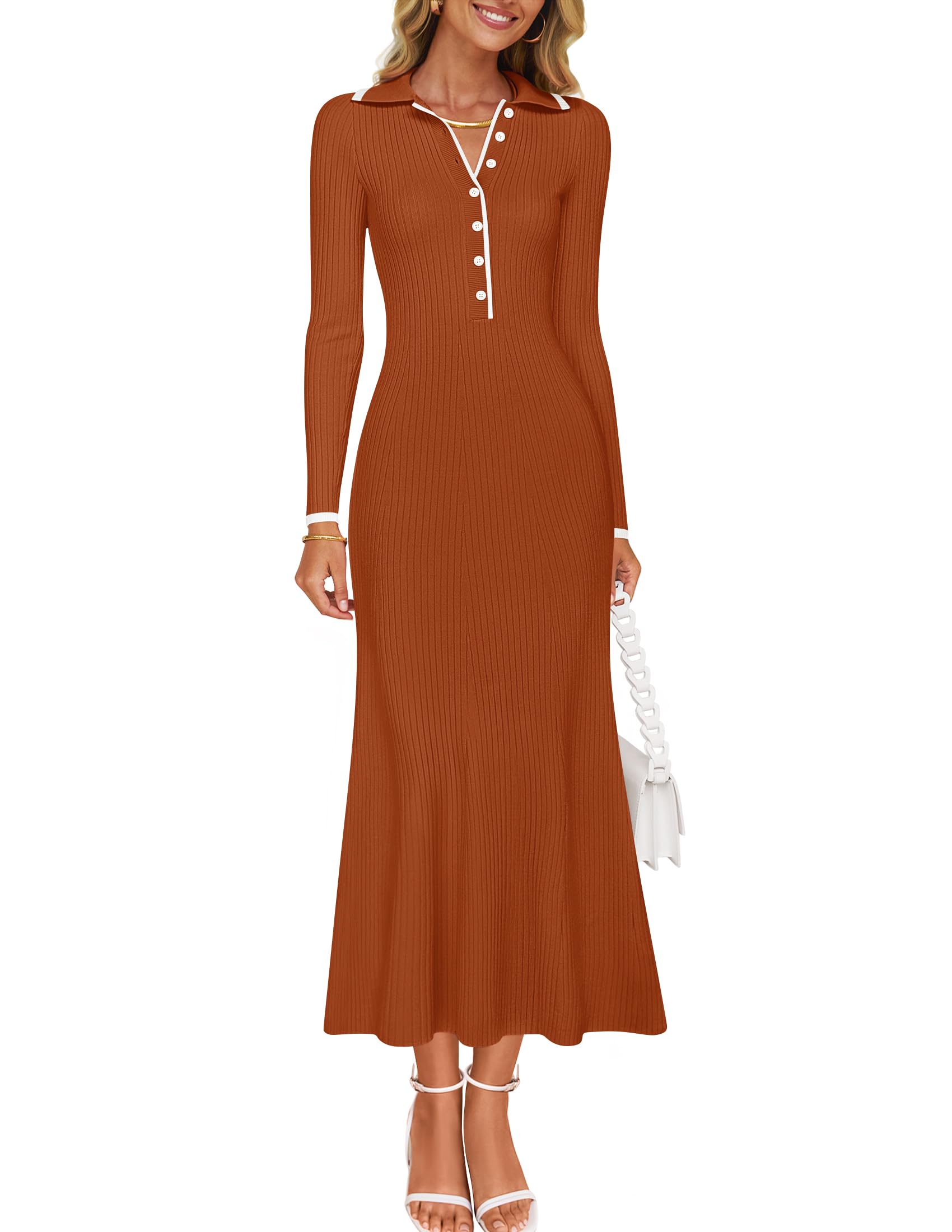 Robe pull femme tricot côtelé décontracté formelle chic - 8