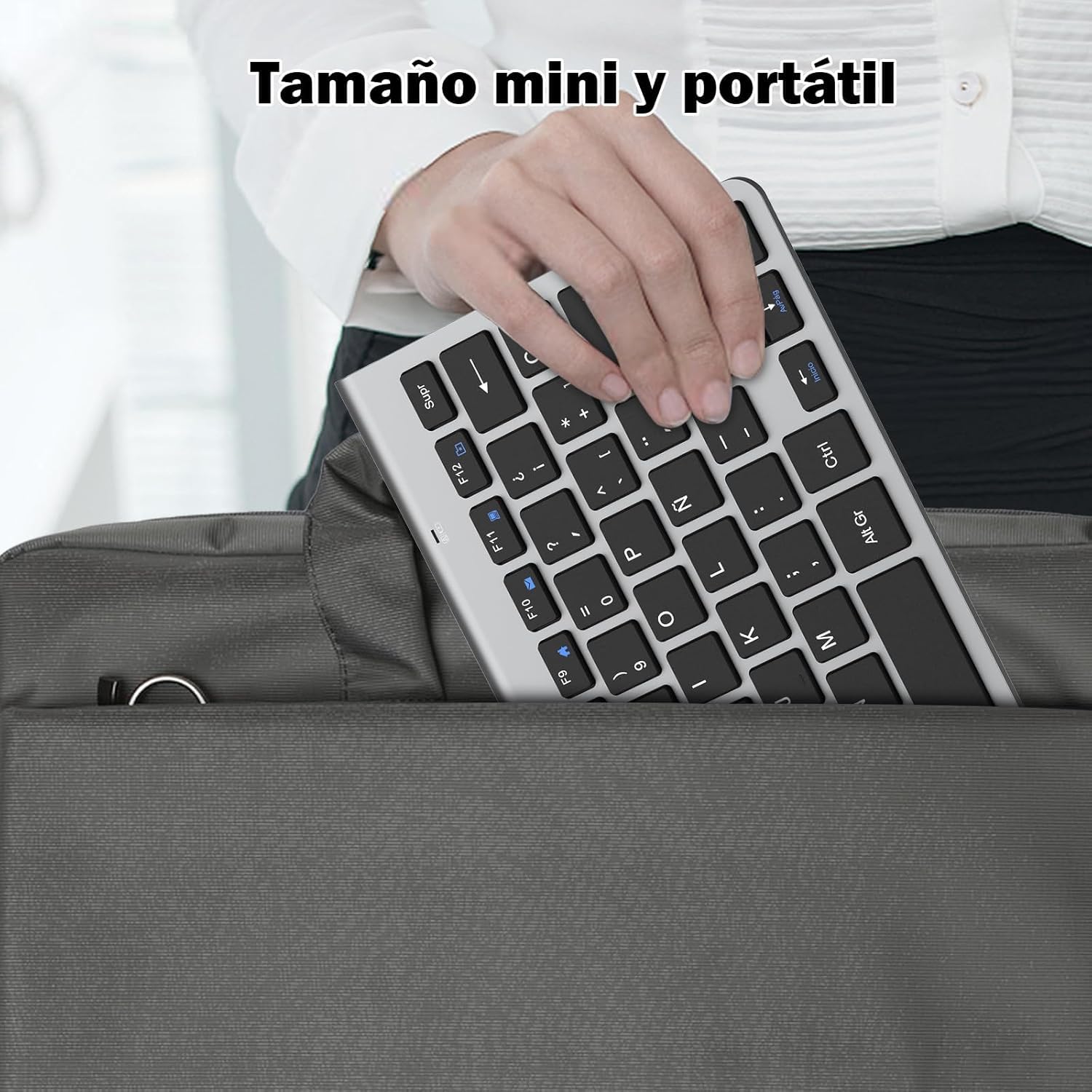 PINKCAT Teclado y ratón inalámbricos, 2.4G Set de Teclado Ultrafino y ratón ergonómico silencioso con 12 accesos directos Multimedia para Ordenador, PC, Tableta, Ordenador de sobremesa (Gris Oscuro)