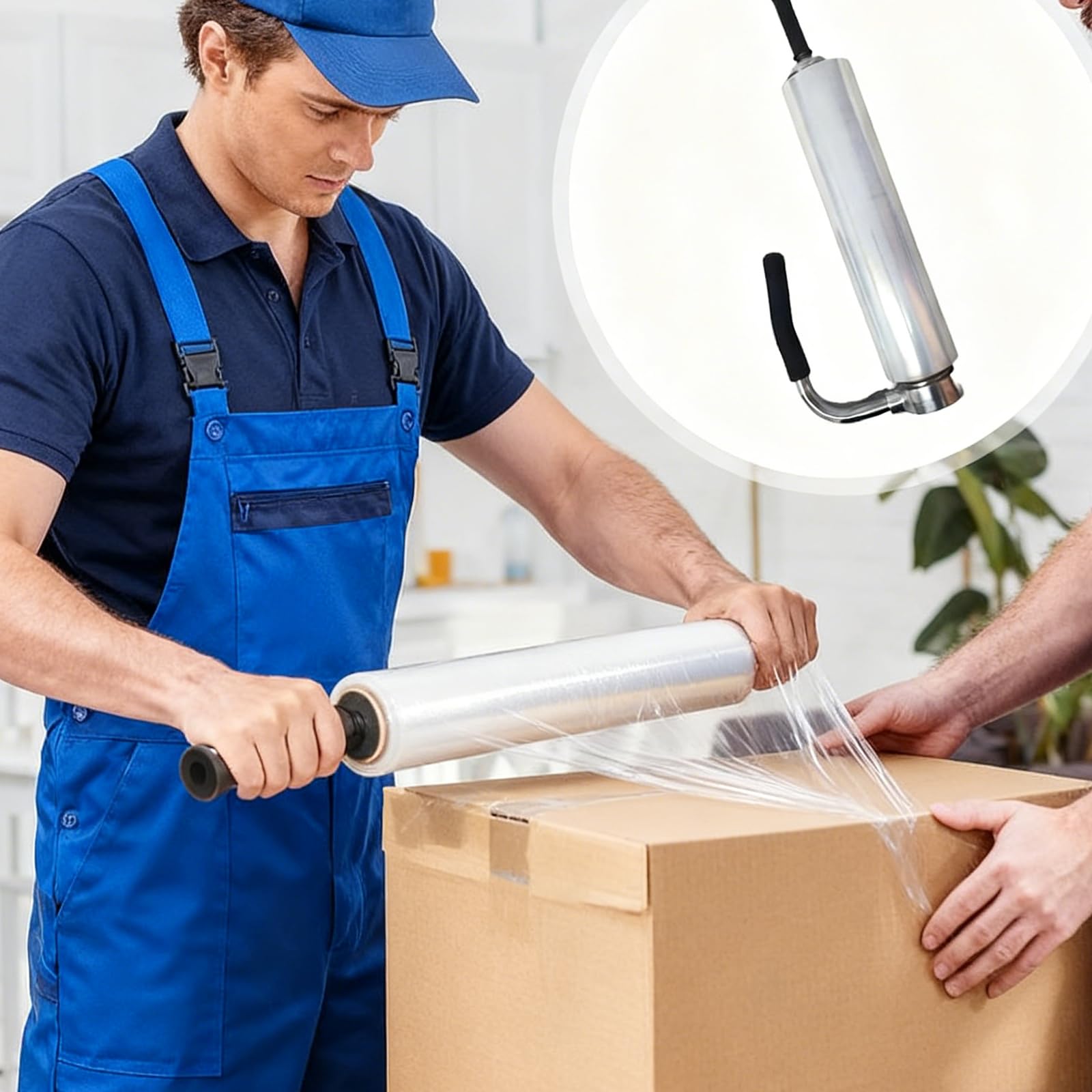 Industrie-Stretchfolienabroller mit Verstellbarer Spannung – Verlängerter Griff für Schrumpffolie für Paletten, Kartons, Umzüge und Versandverpackungen