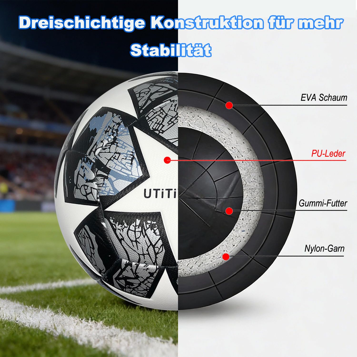 Fußball größe 5 Fussball Geschenke Jungen.fussbälle Fans lederfussball Liebhaber Ausgestattet mit Pumpe