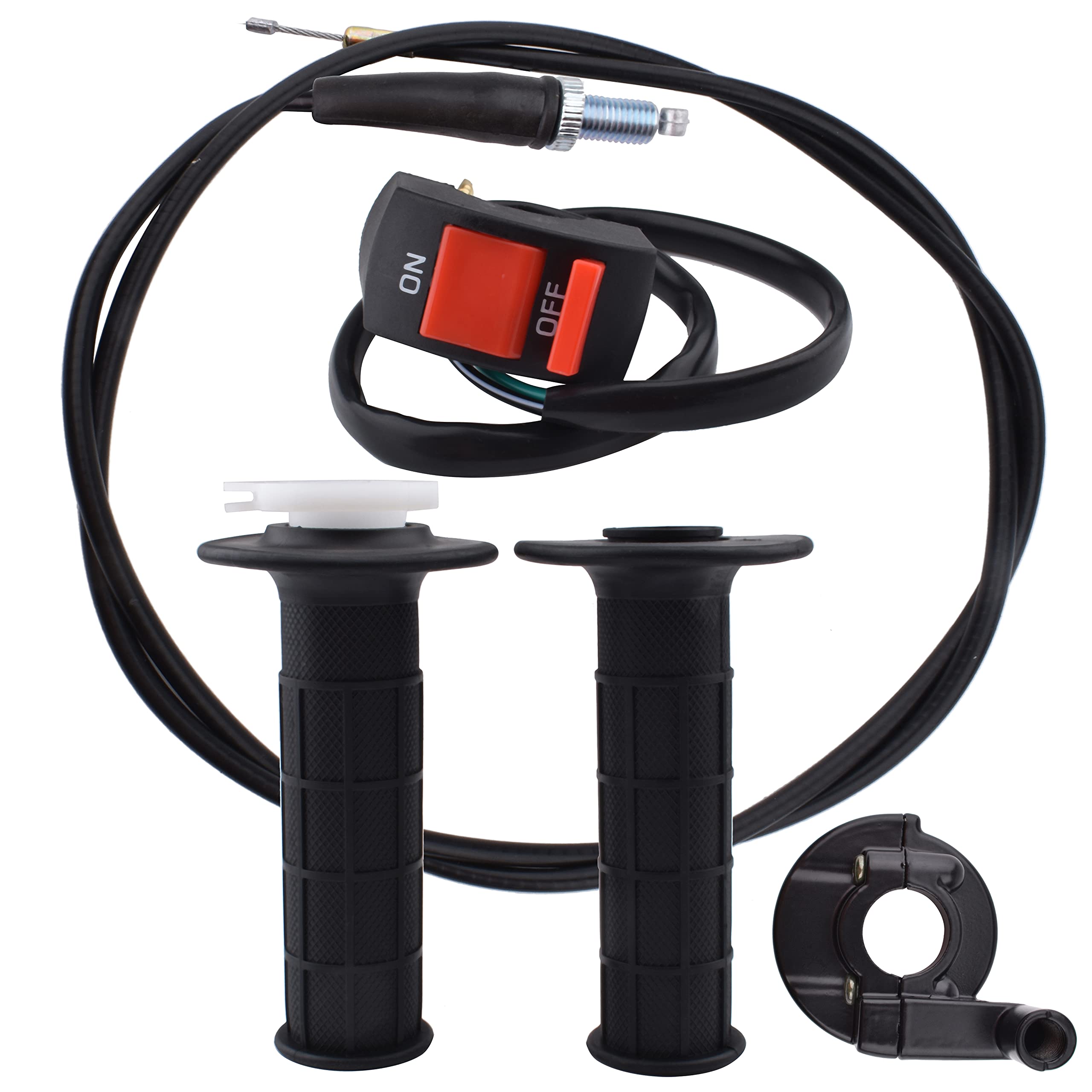 YOMNEE 7/8" Twist Throttle Handle Grips Cable Set for 50 90 110 125cc Pit Bike Dirtbike (Handle Grip + Cable + Throttle Clamp + flameout switch)