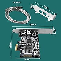 Vista 8 de Tarjeta PCIE 1394A Firewire 400 de 4 puertos para Windows OS y PC MAC OS, TI TSB43AB23, 3 x 6 pines y 1 interfaz 1394A de 4 pines, con cables de 4
