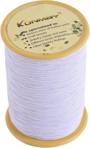 KONMAY Elastic Thread for Sewing Machine, 500 Meters 0.5mm White for Shirring, Smocking, Gathering, Stretchy Strings for Bracelets