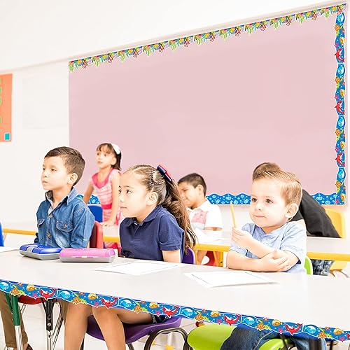 Miniatura 6 de Sabary Bordes de tablón de anuncios de verano de 71 pies bajo el mar, decoración de aula de animales marinos, borde para verano, hogar, oficina,