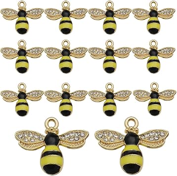Bee Charms -40 Pcs Craft Supplies Honeybee Charms Pendants for Jewelry Making For Halloween DIY Handmade Crafts 11872
