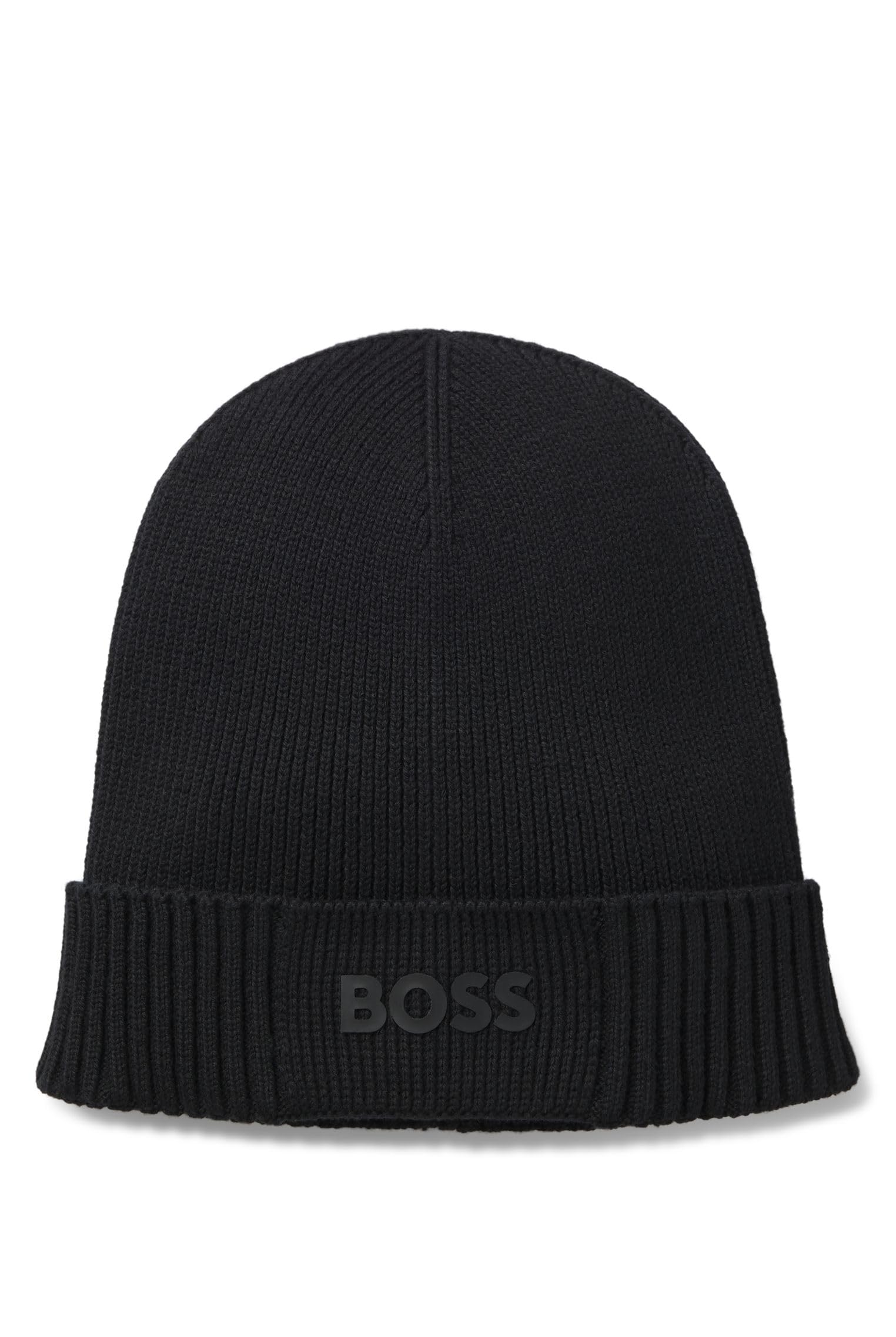 BOSS Mens Asic Beanie-X Logo-detail beanie hat in cotton and virgin wool
