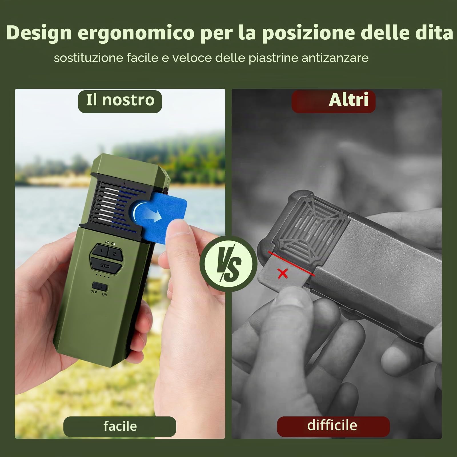 WhiteRhino 3-IN-1 Dispositivo Repellente per Zanzare da Esterno con Torcia, Repellente Elettrico con Riscaldamento a Doppia Faccia, IP67 Impermeabile, Batteria 9000mAh, per Patio, Viaggi (Verde)