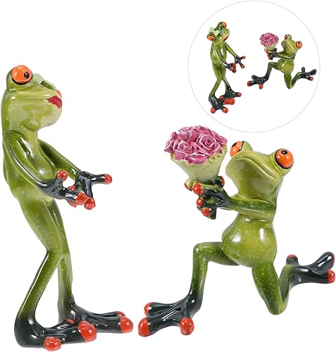 Miniatura 9 de Veemoon 2 piezas de decoración de mesa de rana adorno de césped al aire libre decoración del hogar decoración de propuesta de boda figura modelo
