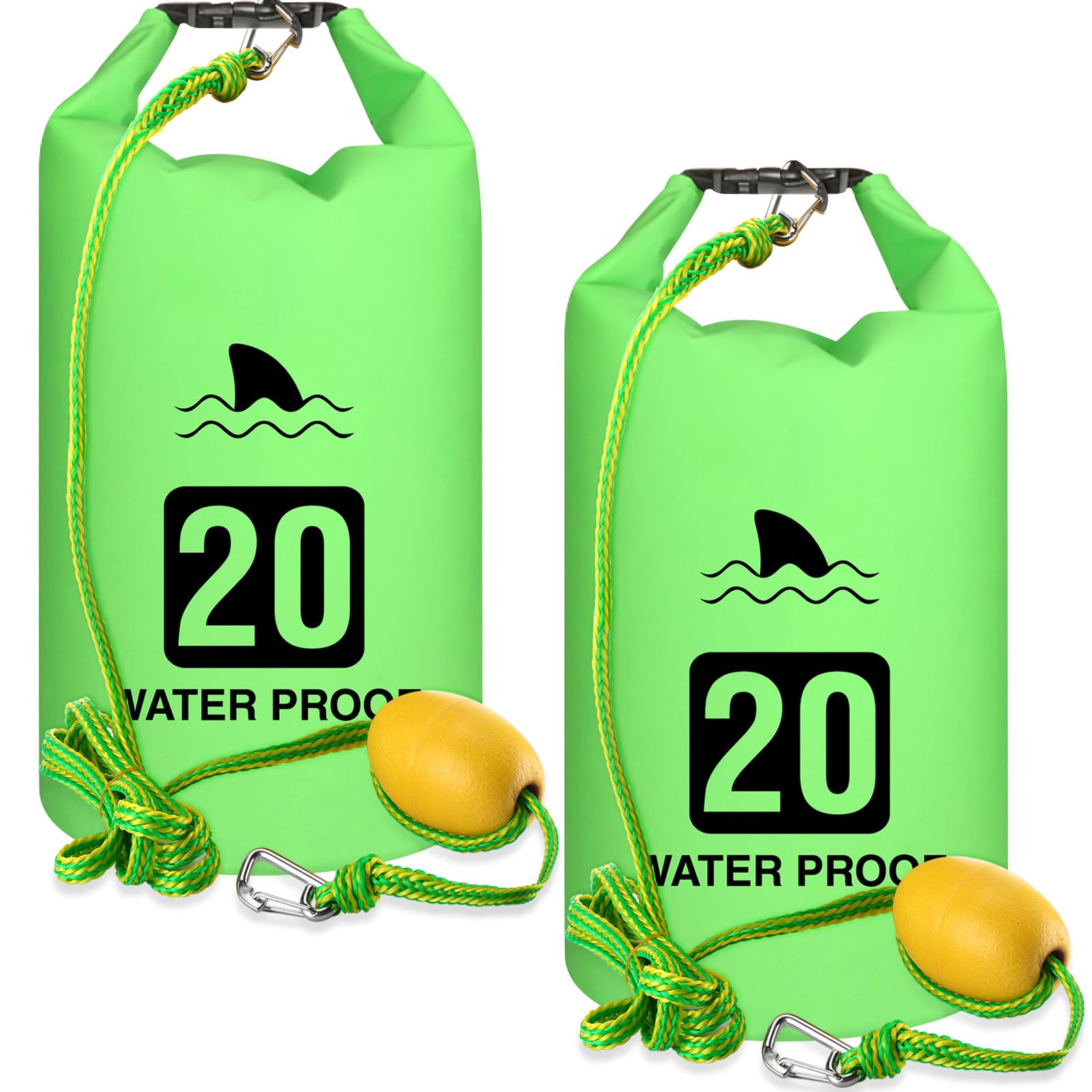 2 Set 20L Sand Anchor Heavy Duty Buoy Kit 2 in 1 Kayak Anchor Floating Waterproof Dry Bag with High Visibility Float Rope for Lake Beach Boat Hiking