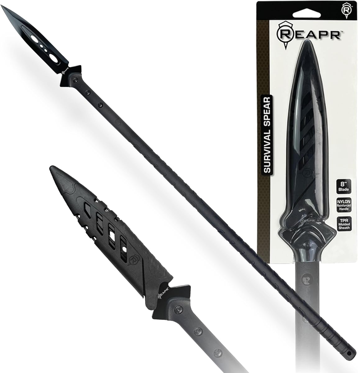 Reapr SURVIVAL SPEAR with Sheath, Fixed Blade Throwing Tool for Camping, Hunting, Outdoor Recreation, Fathers Day Gift for Dad