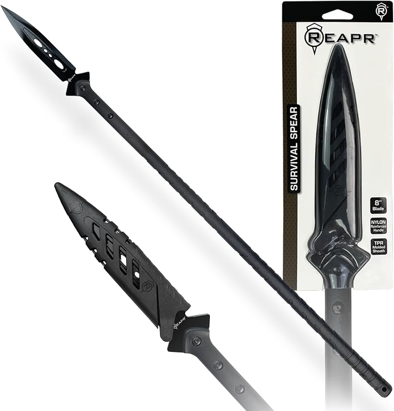 Reapr SURVIVAL SPEAR with Sheath, Fixed Blade Throwing Tool for Camping, Hunting, Outdoor Recreation, Fathers Day Gift for Dad