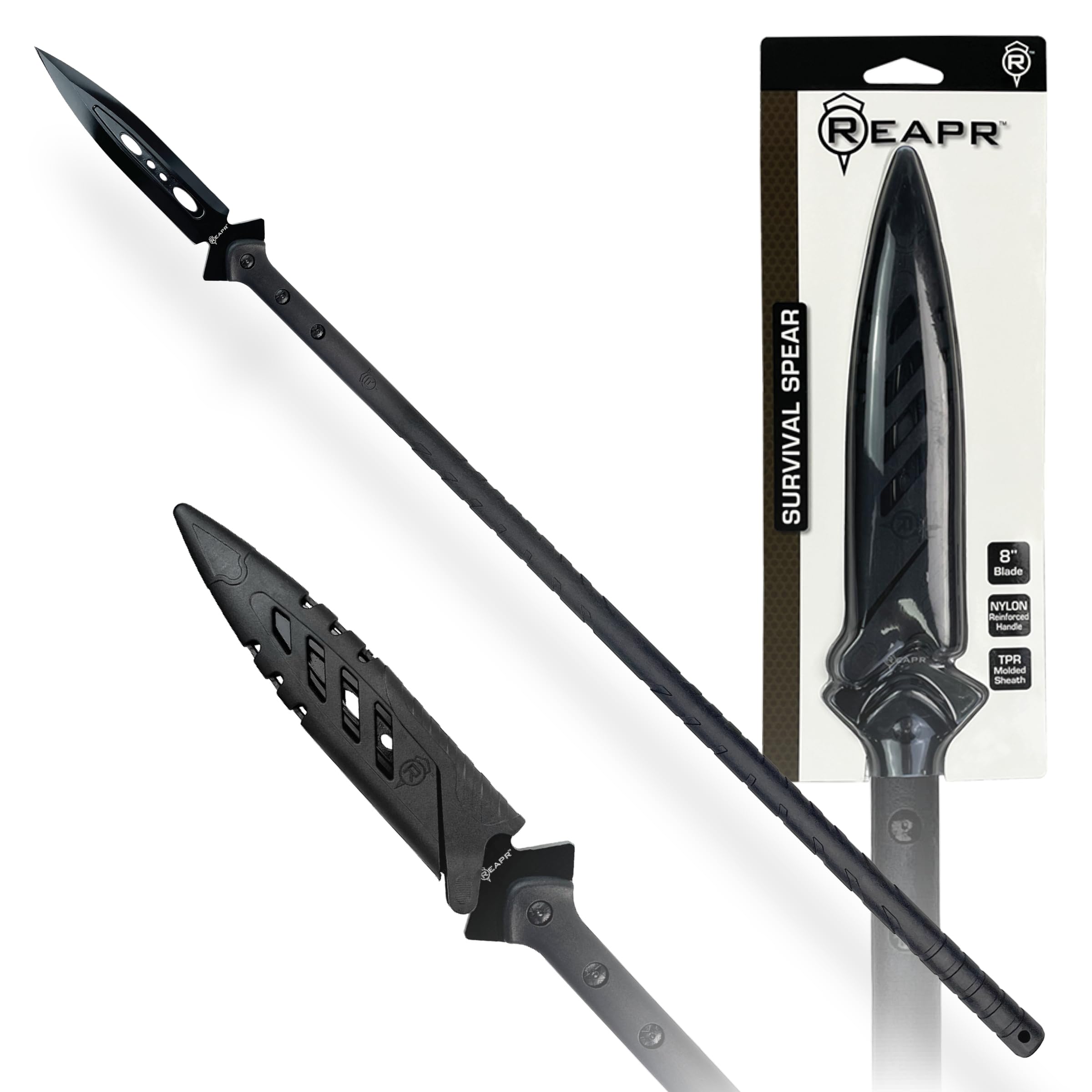 Reapr Survival Spear – 44? Fixed-Blade Throwing Spear with Double?Edge Stainless Steel Head & Snap Sheath