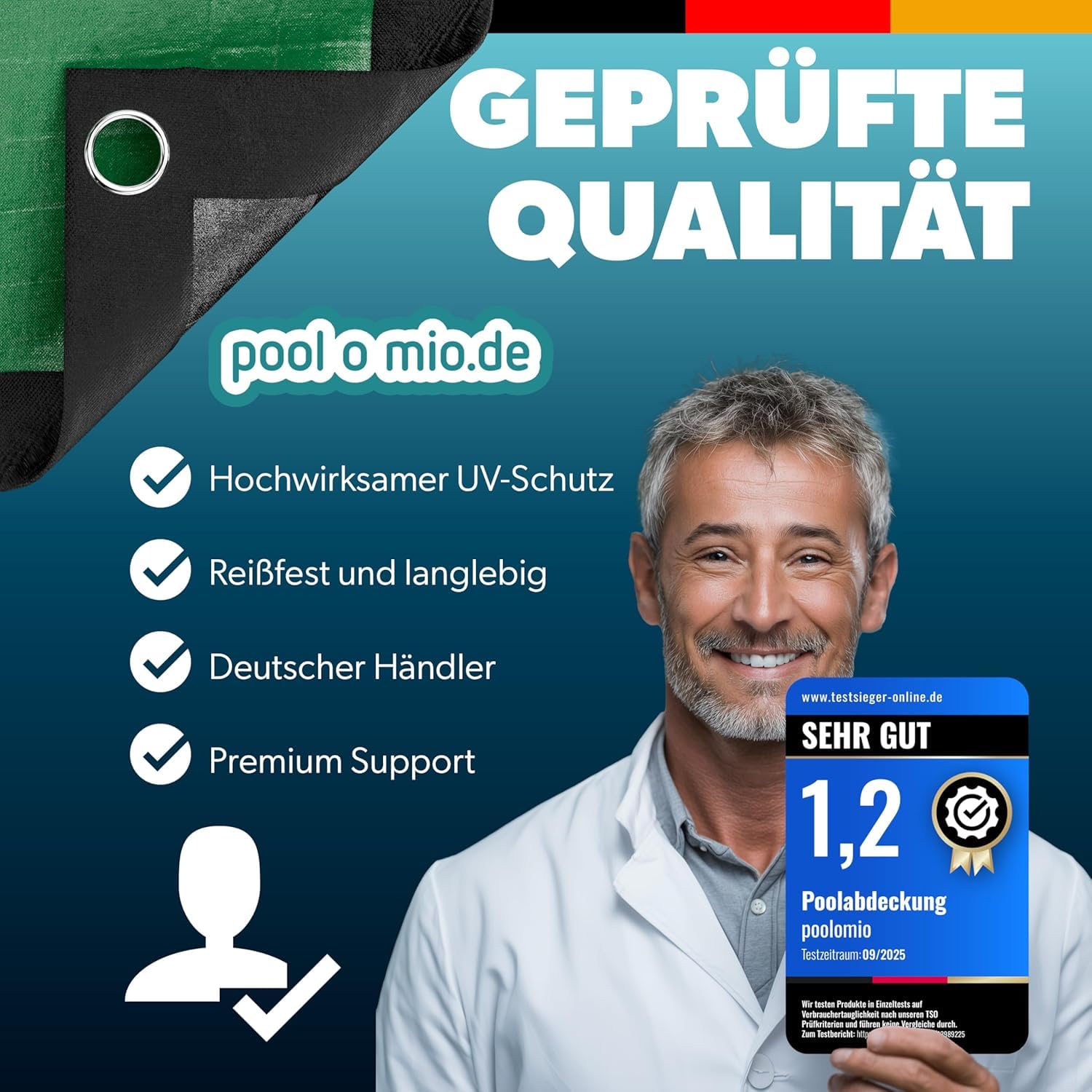 poolomio Poolabdeckung 549x274 cm für Intex Ultra XTR Frame Pool 2in1 200g | Solarplane & Winterabdeckung aus robustem 200 g/m² PE – UV-beständig, hält Algen & Schmutz fern, Stahlseil; Planenmaß 680x380