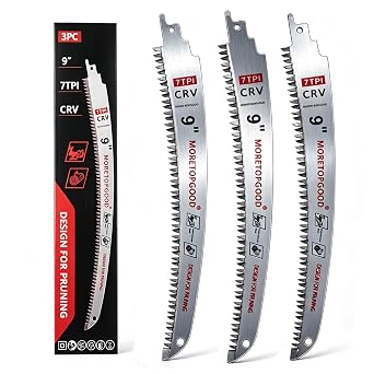 3PCS Arc Edge Reciprocating Saw Blade, 225mm 7TPI Japanese Teeth with Curved Edge Wood Pruning Saw Blades for Tree Trimming, Wood Cutting