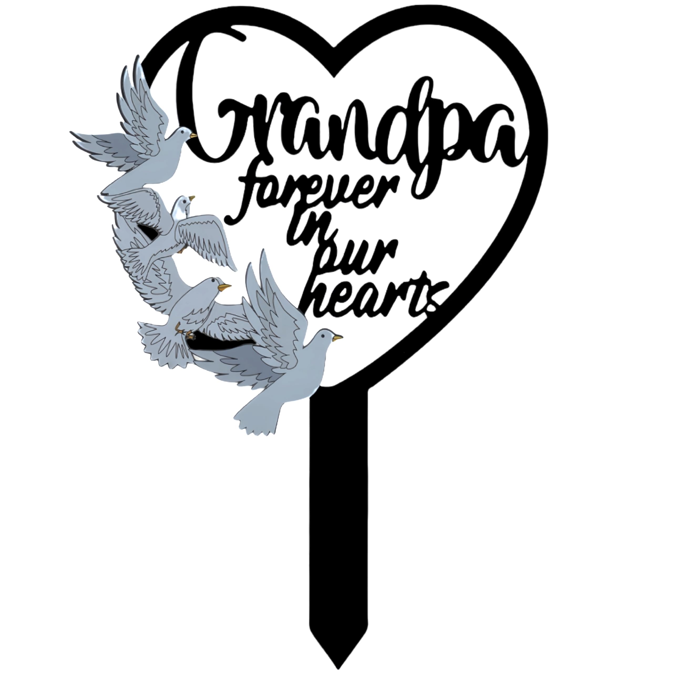 Bigtree Grandpa Metal Memorial Stake Grave Dove Decorations For Cemetery Gravesite Sympathy Markers Waterproof Memorial Gifts For Loss Of Tombstones Plaque Outdoors Lawn Yard Decor (Grandpa)