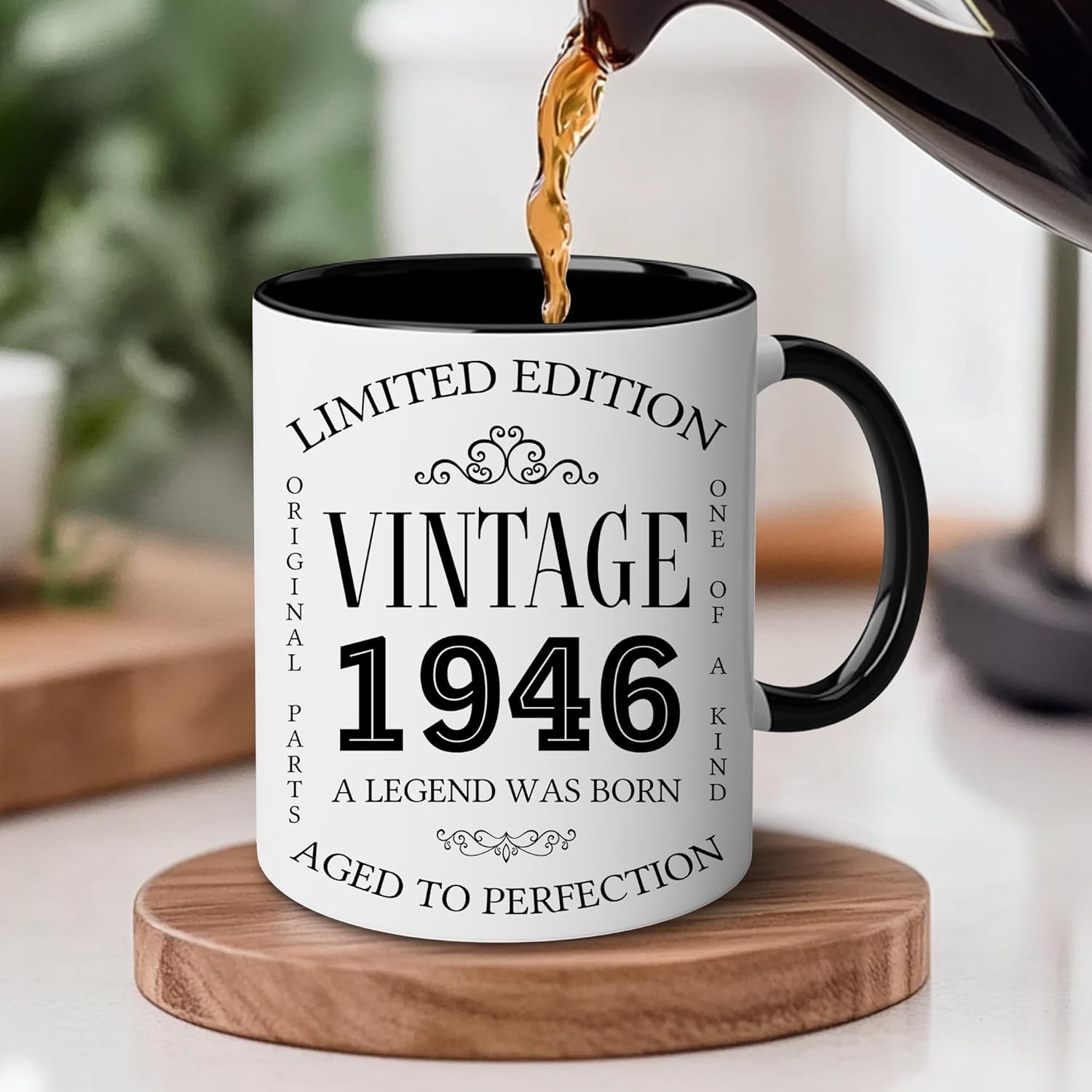 GLAKEUN 80th Birthday Gifts for Men Women - 80th Birthday Decorations for Men - Vintage 1946 Coffee Mug - Born in 1946 Present Ideas - Turning Eighty Gift For Grandpa, Grandma - 80 Coffee Mug 11oz - Image 2