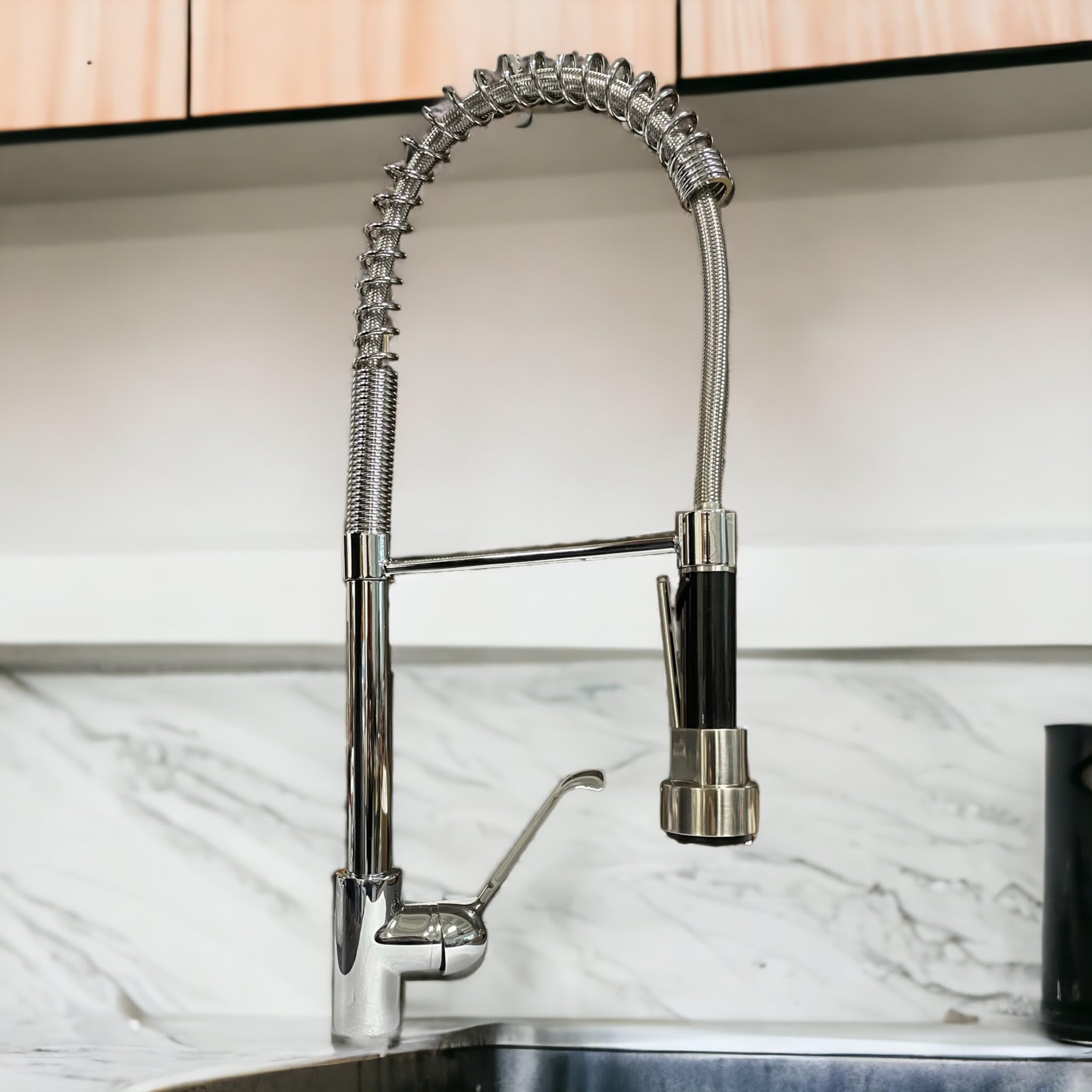 BAGNOCLIC | Miscelatore cucina industriale | Acciaio inox, leva lunga, doccetta con leva | Controllo preciso, installazione semplice | Rubinetto professionale versatile