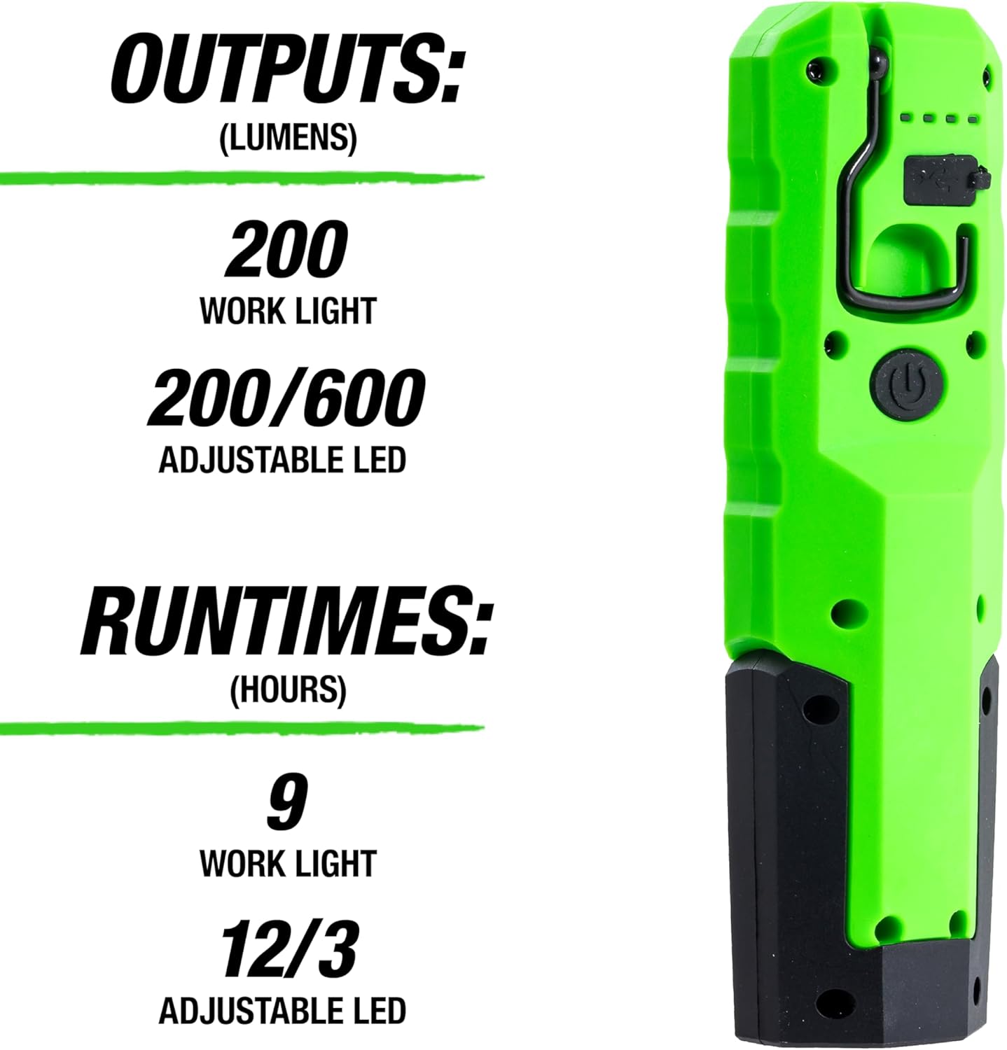 OEMTOOLS 32126 Dual Mode 7" LED Work Light, Stocking Stuffers, 600LM LED Flashlight, Magnetic Base, Gifts for Men, Rechargeable with USB Cable, Adjustable Brightness, Lights for Mechanics