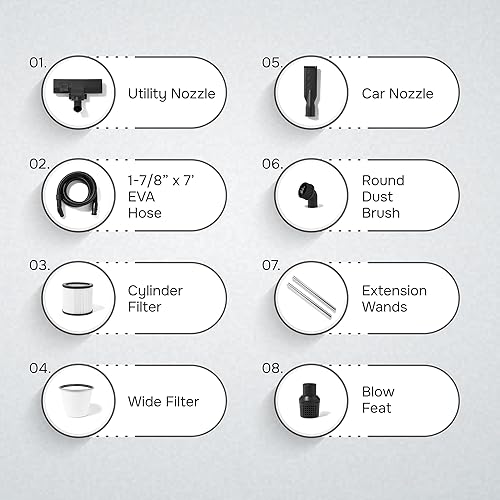 Miniatura 2 de Aspiradora húmedaseca de 16 galones y 4.5 pico de HP, tanque de acero inoxidable, aspiradora portátil de tienda 3 en 1 con accesorios, ideal para