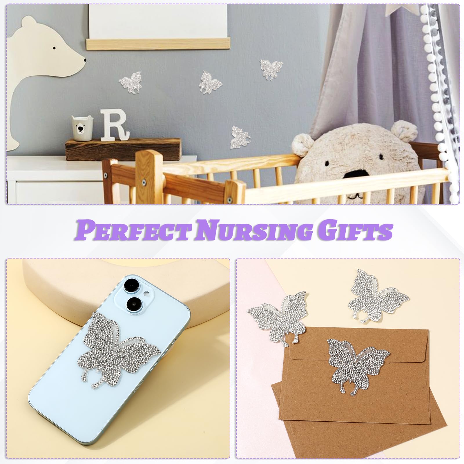 4Pcs Bling Butterfly Car Decals Rhinestone Butterfly Car Stickers Bedazzled Crystal Butterfly Stickers Butterfly Decals for Cars Women — view 5