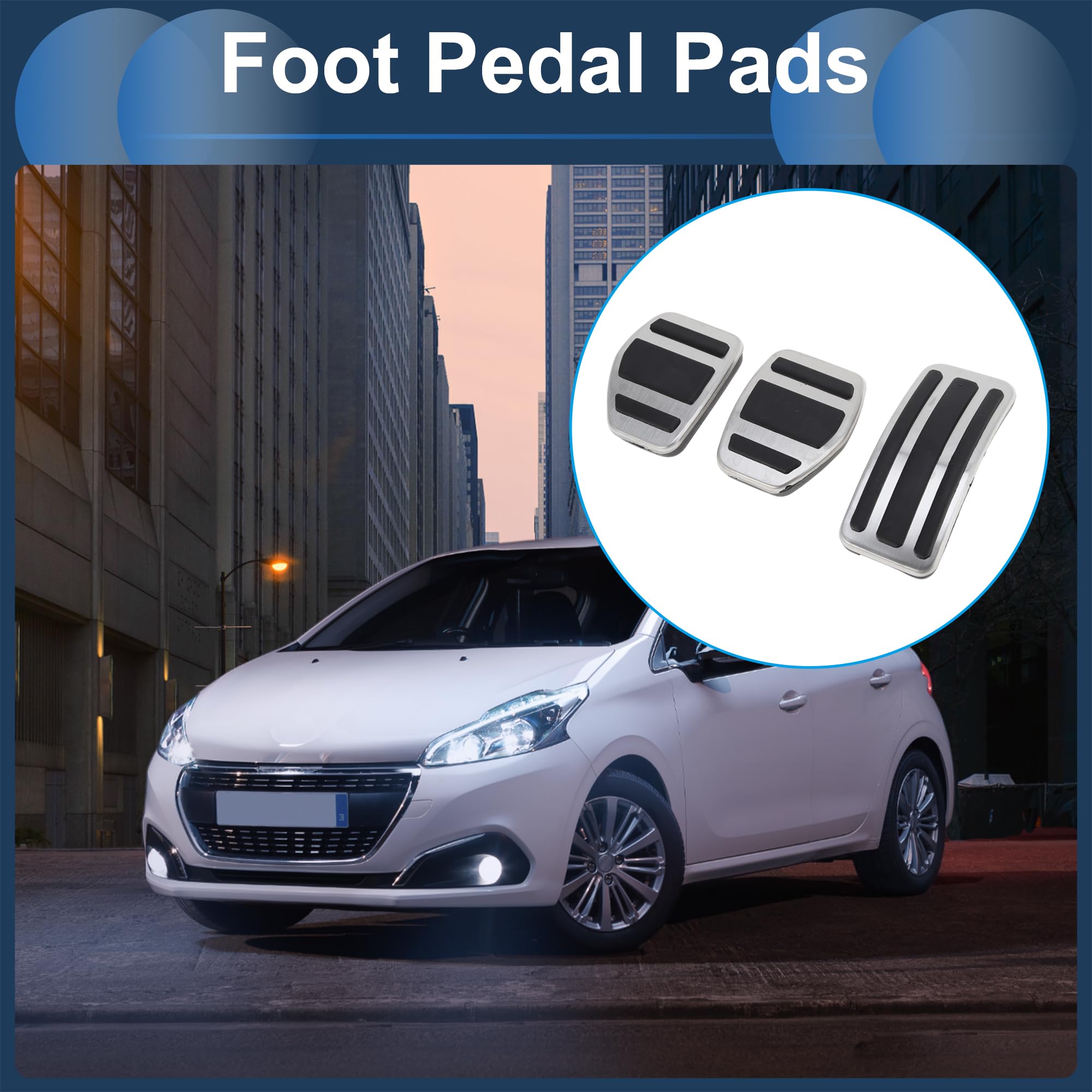 Set De Repose-pieds En Acier Inoxydable Pour Peugeot 208 (2013-2018) – Pédales Frein, Accélérateur, Embrayage – Revêtement Antidérapant Noir