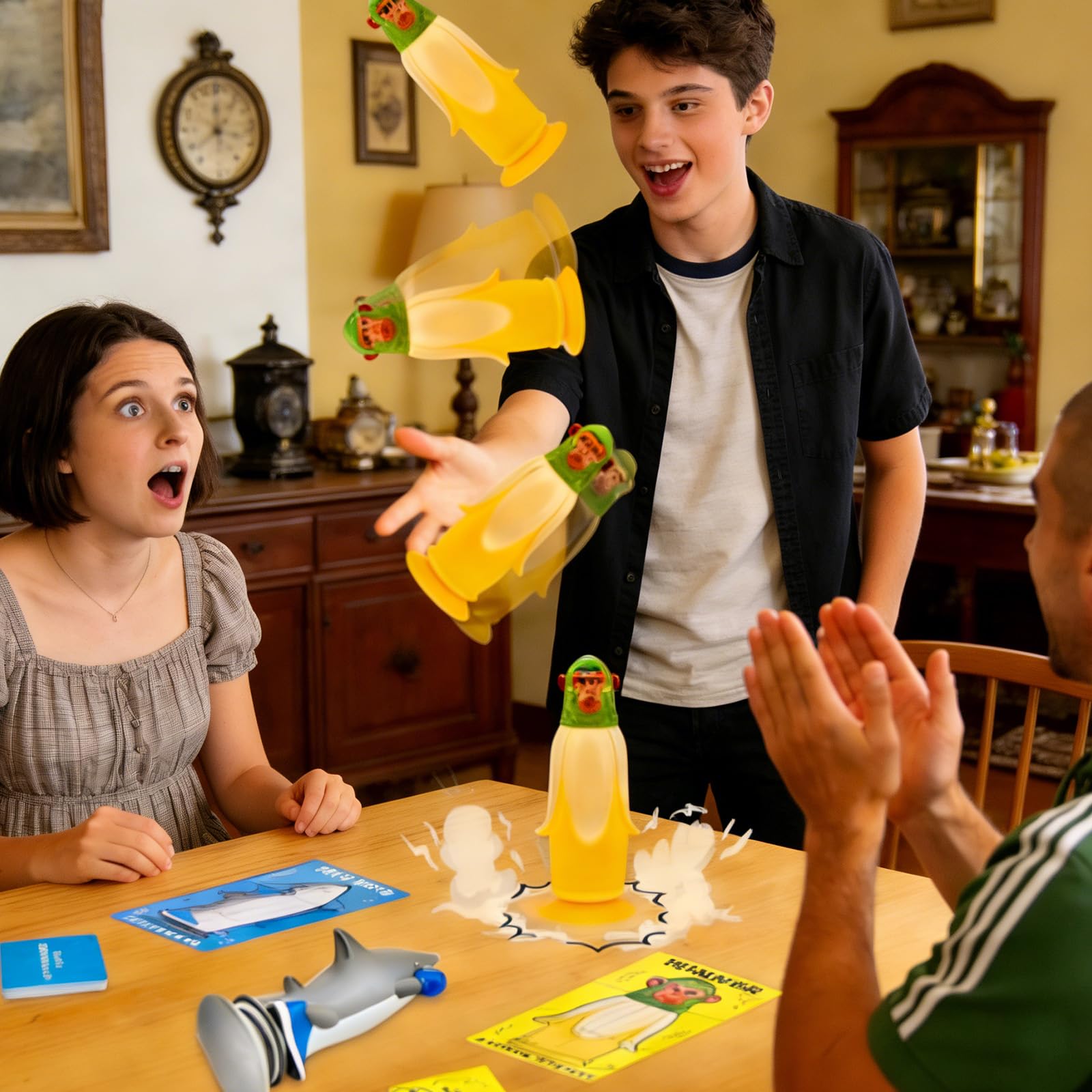 Falafoty Banana Monkey vs Shark Flip Challenge Party Game for Family Friends,Brainrot Flip-Standing Throwing Game Toy Traitors Board Game,Multiplayer Family Game Night for Indoor Outdoor Gift (Green) - Image 2