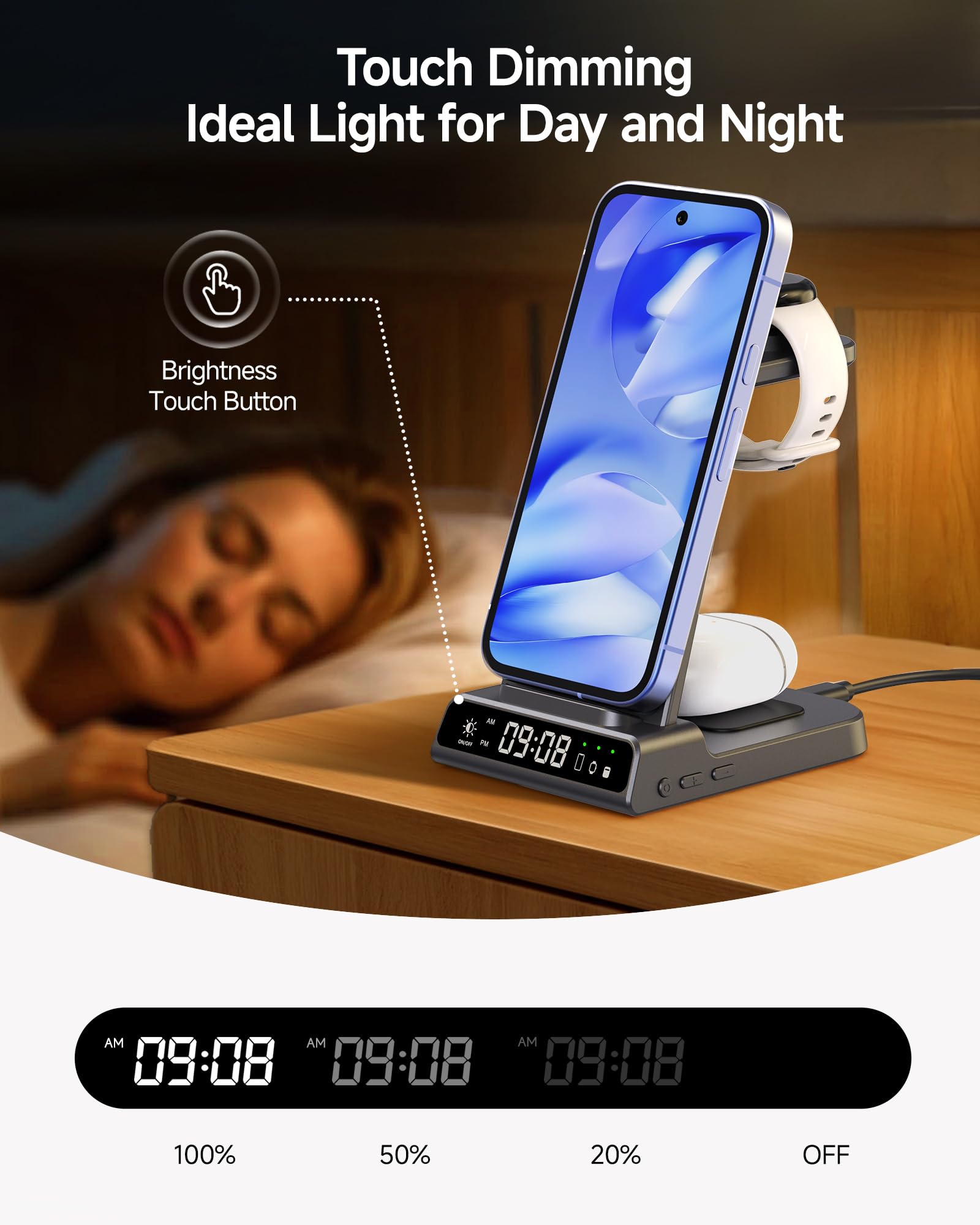 SwanScout Bezprzewodowa Ładowarka do Pixel Watch 3/2/Fitbit Versa 4, Stacja Ładująca 3 w 1 do Google Pixel 10a/10 Pro/10 Pro XL/10/9a/8/7/6, Wireless Charger for Pixel Buds (Not for Pixel Watch 4/1)