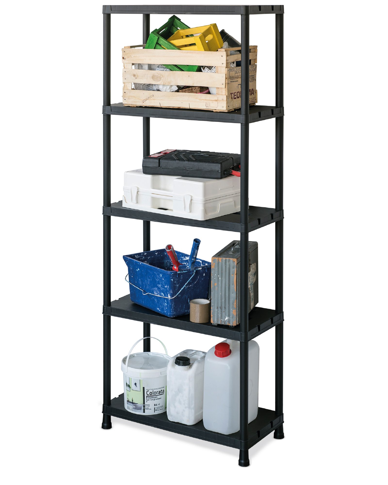 Ondis24 Steckregal 71x35x180 cm Kunststoffregal bis 180 kg | Lagerregal, 15 Zoll Schwerlastregal, bis zu 180 kg belastbar