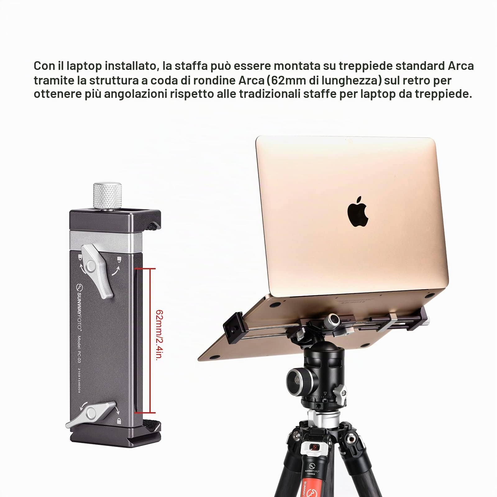 SUNWAYFOTO PC-03 Tablet Laptop Mount Smart Phone Staffa Treppiede Staffa Accessori per Ipad Pro Supporto Arca Swiss Stand Universale
