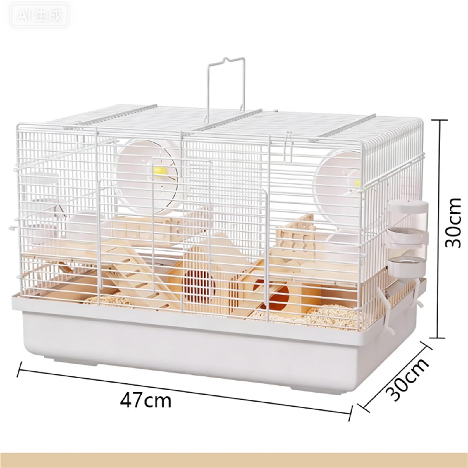 Jaulas para Animales Jaula for hámster habitación Doble con Estructura de Malla separada y asa cómoda(Pink)