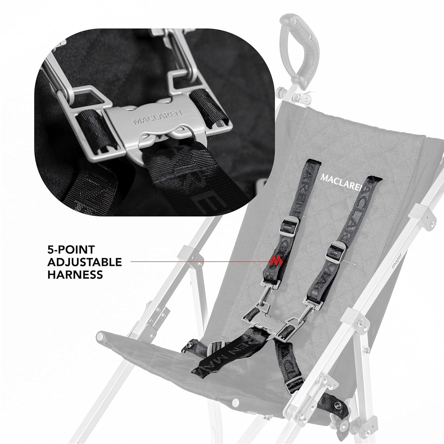 Maclaren Major Elite per Esigenze Speciali Nero | L'Originale dal 1972 | Carrozzina Adattiva per Bambini fino a 50 kg (110 lb) | Leggera con Chiusura ad Ombrello