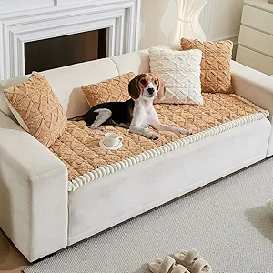 Couch Cover for Dogs Fuzzy Sofa Covers for Pet, Geometric Jacquard Coral Pet-Friendly Washable Non-Slip Sofas Slipcover Cushion Protector Pets Mat Dog Bed Mats