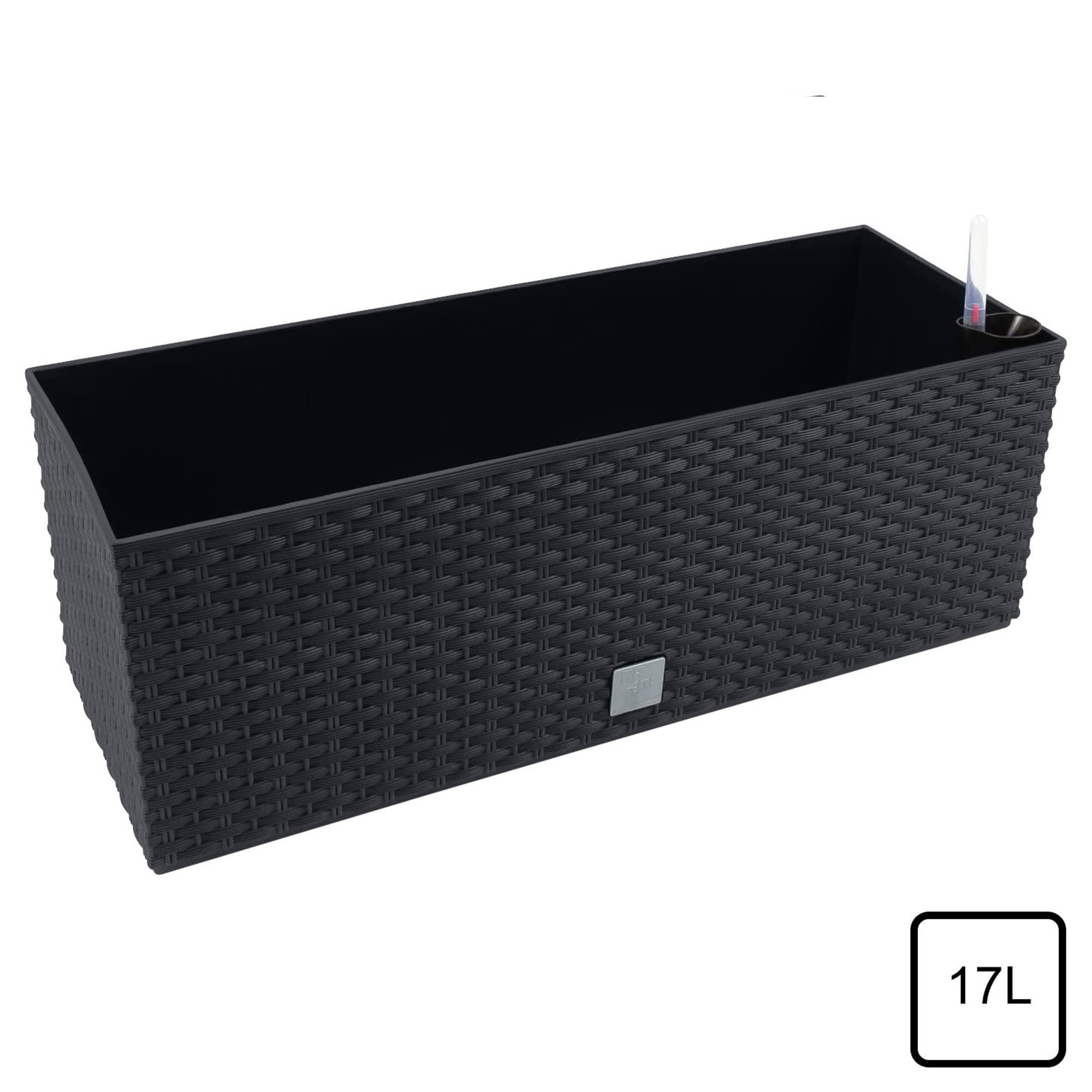 2 unités de jardinière rectangulaire 17 litres avec arrosage automatique couleur anthracite 52 x 20 x 20 x 19 cm