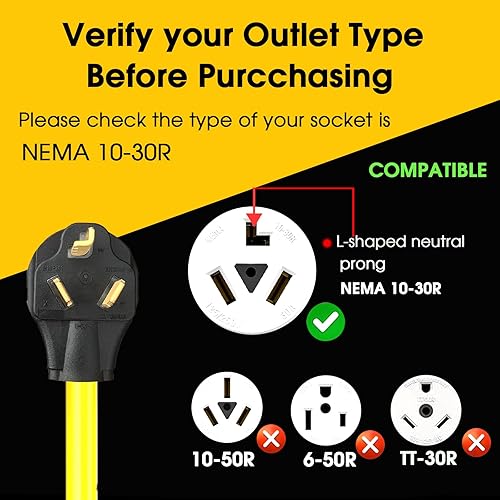 Miniatura 9 de NEMA 14-30P a 14-50R Cable adaptador de cargador EV compatible con EV, 125V250V 4 clavijas de secadora enchufe macho a 50 amperios 4 clavijas EV