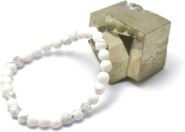 Miracles Minéraux Bracelet perle ronde 6 mm, pierre naturelle, création artisanale française, plus de 60 choix (Howlite 6 mm) - 3