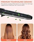 Ohuhu Curling Iron Wand Set, Upgrade 7 in 1 Curling Wand 7Pcs 0.35 to 1.25 Inch Interchangeable Ceramic Barrel Heat Protective Glove, Dual Voltage Hair Curler for All Hair Type,Gift for Mother, Black | Ohuhu Curling Iron Wand 7Pcs 0.35 to 1.25 Inch I