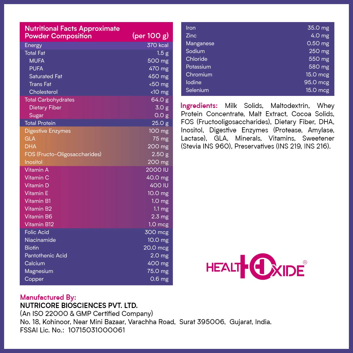 Buy HealthOxide Momzfuel High Protein Nutrition Drink Mix Powder for