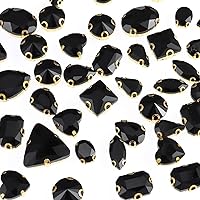 Vista 19 de 50 diamantes de imitación para coser, formas mixtas, diamantes de imitación de cristal para coser en gemas de cristal, parte trasera plana mental