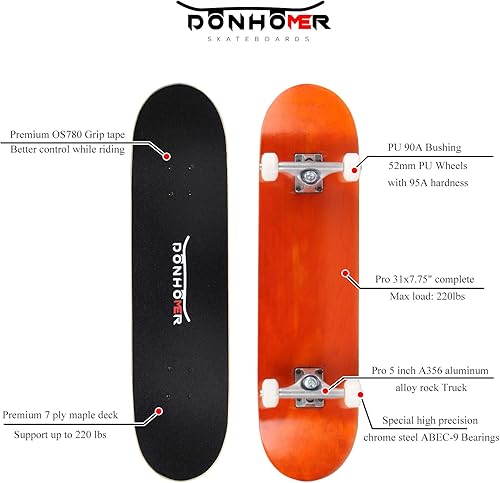 Miniatura 5 de Patinetas - 31 x 7.75 Pro Skateboard para adultosniños niñasniños con T-Tool Pro 7ply Maple Deck ABEC9