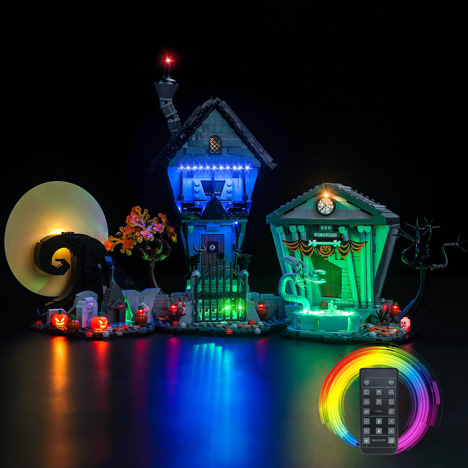 LocoLee Light Compatible with Lego Tim Burton's The Nightmare Before Christmas 21351, Lighting Set Accessories Compatible with Lego Nightmare Chris 21351, No Models Only Light (RC Version)
