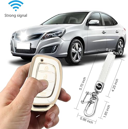 Miniatura 10 de QBUC Funda para llavero Hyundai Elantra, TPU suave de 360 grados, protector de llavero con llavero compatible con Hyundai Elantra Ioniq Sonata