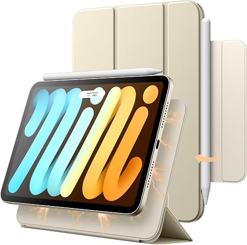 JETech Magnetic Case for iPad mini (A17 Pro, 2024 Model, 7th Generation) / mini 6 (2021 Model, 6th Generation), Magnetic Attachment, Slim Smart Tablet Cover with Auto Wake/Sleep (Starlight)