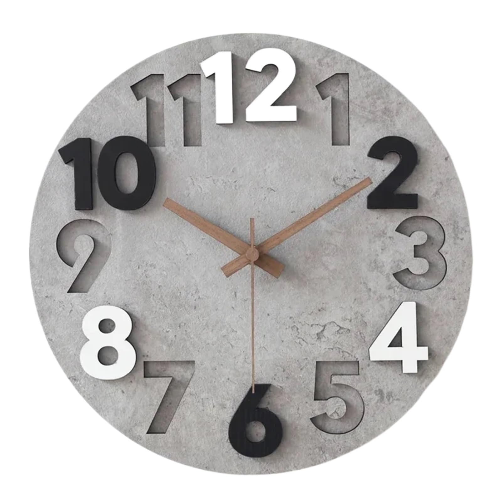 KIFSDLF Retro Wooden Silent Wall Clock Living Room Decor Bedroom Stone Grain Quartz Clocks Simple Roundness Home Decoration for Home, Living Room(Color5,15 inches 38CM)