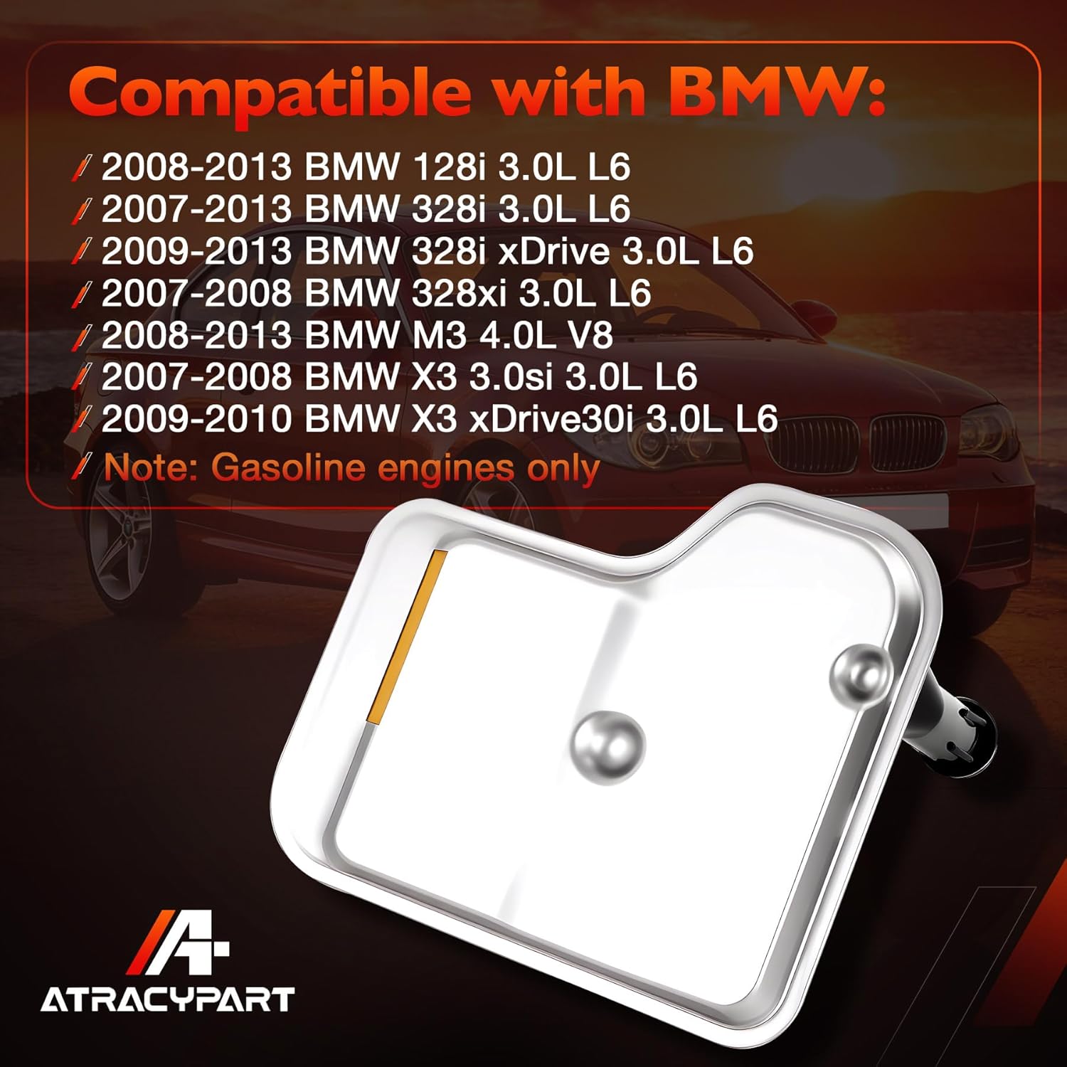 6L45E CL45E Automatic Transmission Filter & Oil Pan Gasket Kit Compatible with 2007-2013 BMW 128i 328i 328xi M3 X3, Replaces 24117593565 24117572618