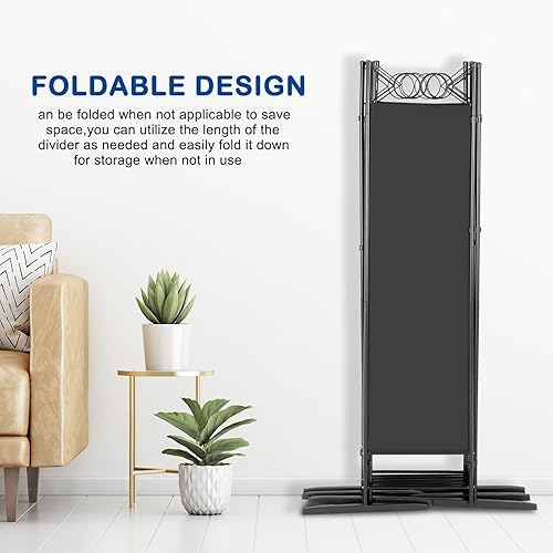 Miniatura 5 de Karl home Divisor de habitación, 6 paneles plegables de privacidad, separador de pared de poliéster portátil independiente para oficina, habitación,