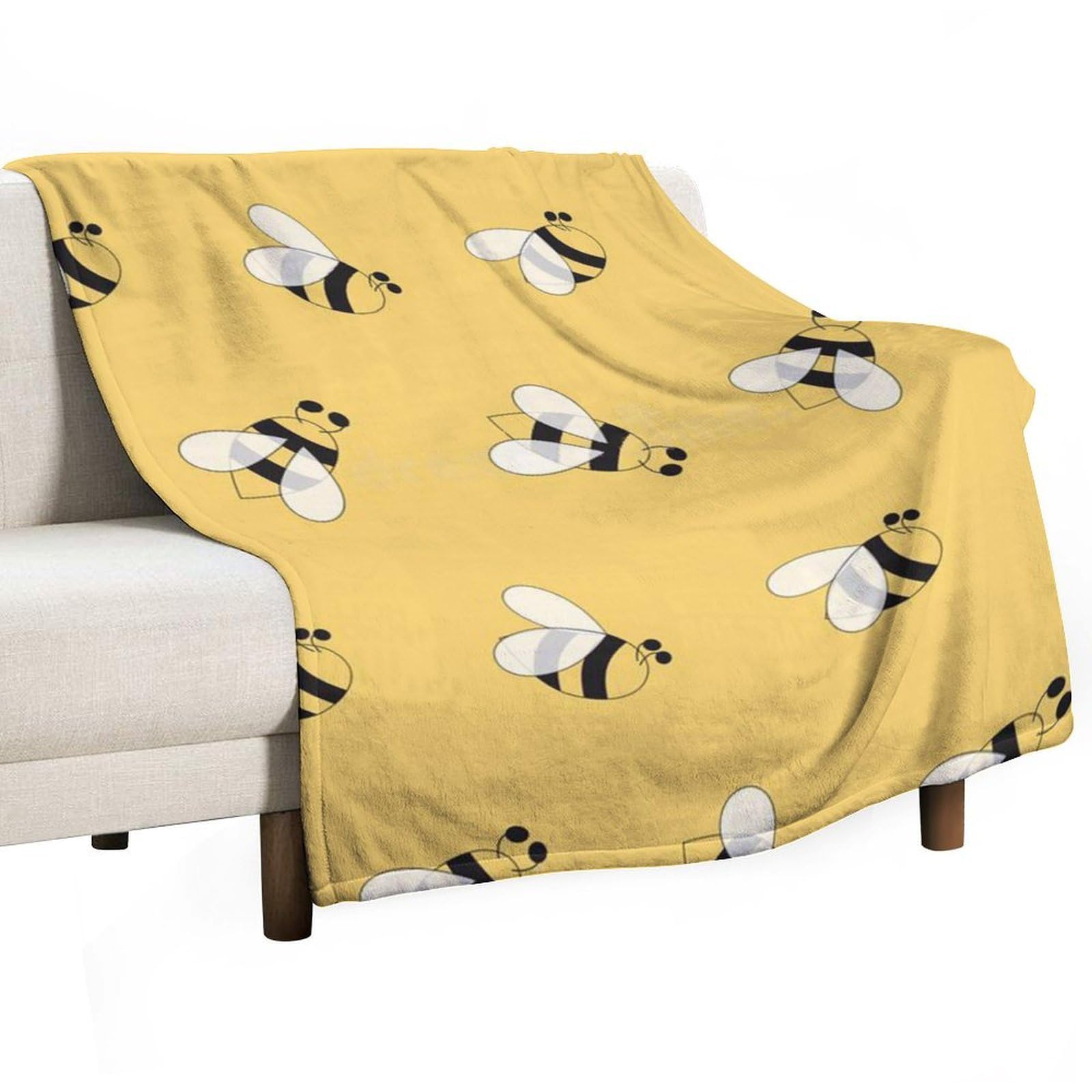 Hxwokrum Flannel Blanket, Cute Bee Throw Blanket for Couch Sofa Bed Office, Soft And Comfortable Without Pilling